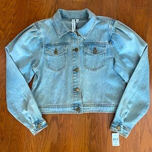 Grace +‎ Karma Puff Sleeve Jean Jacket NWT